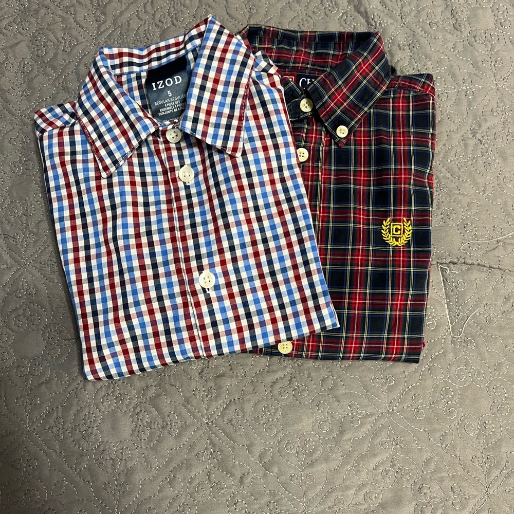 Boys Dress Shirt 2 Pc Long Sleeve Button Front Set Size 5